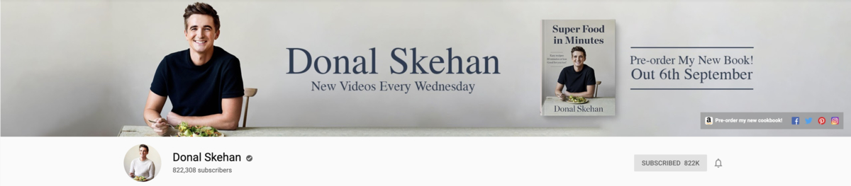 YouTube Channel Art Donal Skehan Example